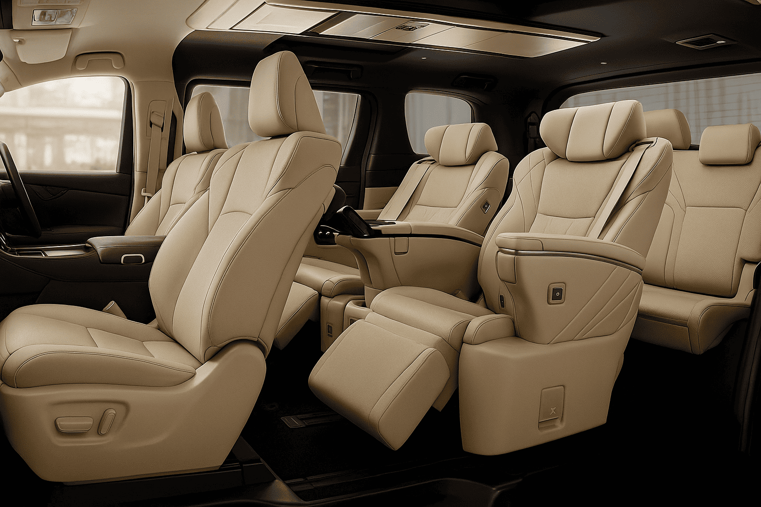 Perbandingan desain dan suasana kabin: Sewa Alphard di Bali interior Beige vs Hitam