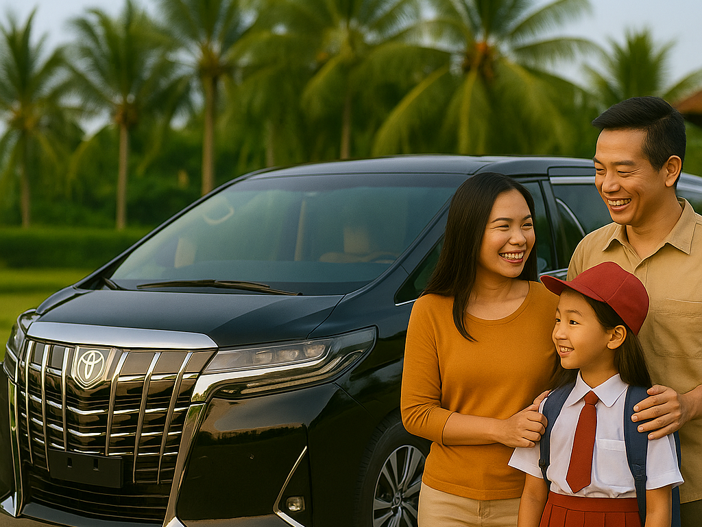 Sewa Mobil Alphard di Bali sekolah untuk rombongan siswa VIP.