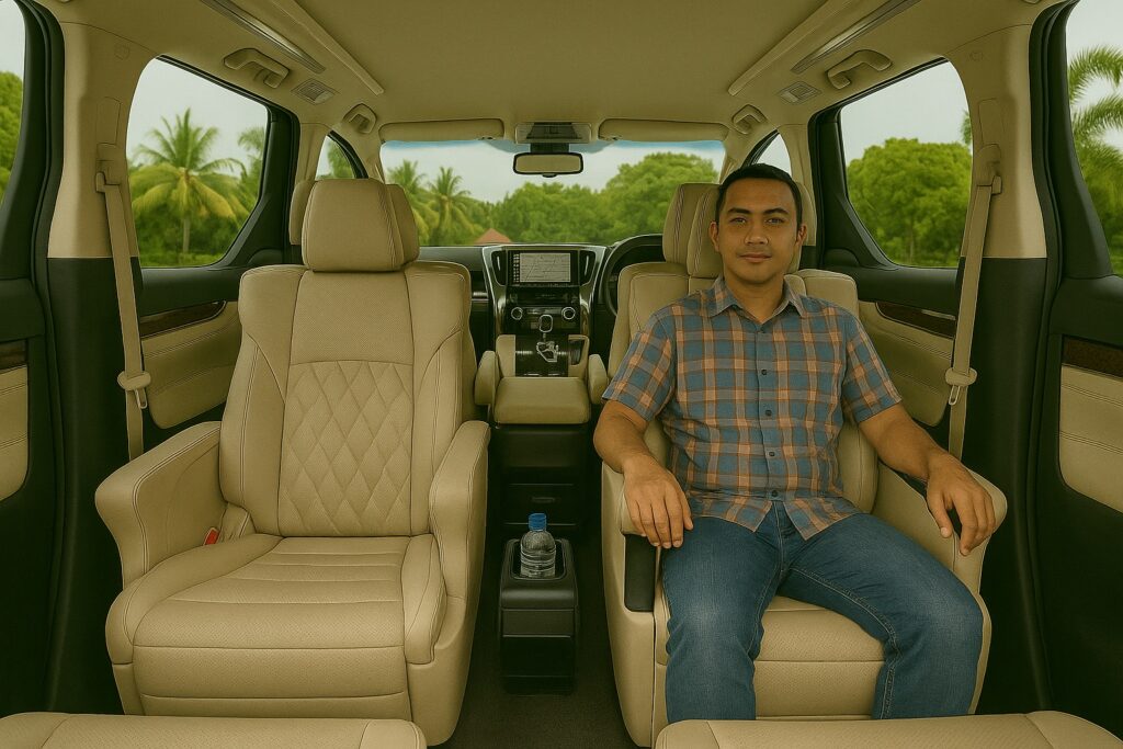 Interior Mewah Toyota Alphard dengan Captain Seat: Sewa Mobil Alphard di Bali Captain Seat untuk Kenyamanan Premium.