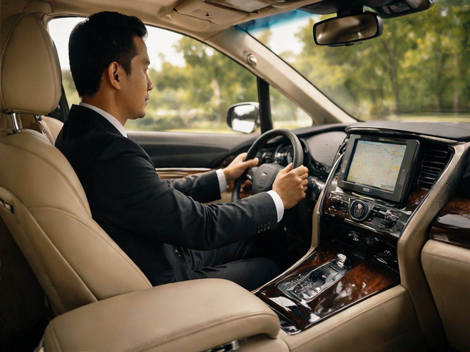Interior kabin Toyota Alphard yang senyap dan mewah untuk layanan Sewa Alphard Murah di Bali Digital Detox.